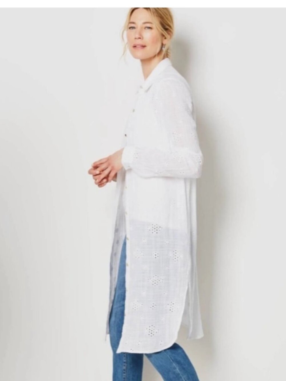 J. Jill White Eyelet Button down